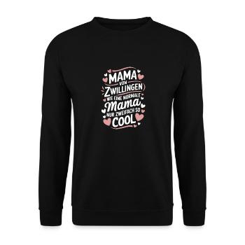Zwillingsmama Zwillings Mutter Mama von Zwillingen - Unisex Pullover - Schwarz - Vorne - Alina (178cm) & Michal (187cm)