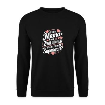Zwillingsmama Zwillings Mutter, Mama von Zwillinge - Unisex Pullover - Schwarz - Vorne - Alina (178cm) & Michal (187cm)