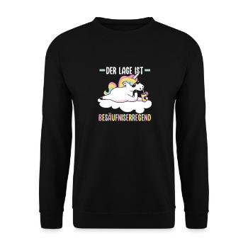 Die Lage Ist Besäufniserregend Einhorn - Unisex Pullover - Schwarz - Vorne - Alina (178cm) & Michal (187cm)