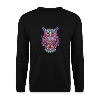 Streetart Eule für eine Street Art Fans Künstler - Unisex Pullover - Schwarz - Vorne - Alina (178cm) & Michal (187cm)