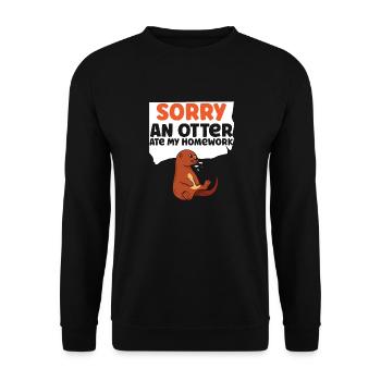 Otter Sorry An Otter Ate My - Unisex Pullover - Schwarz - Vorne - Alina (178cm) & Michal (187cm)