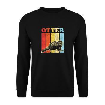 Otter Retro Vintage Otter - Unisex Pullover - Schwarz - Vorne - Alina (178cm) & Michal (187cm)