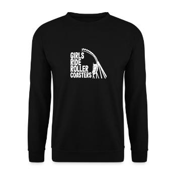 Mädchen Fahren Achterbahnen - Unisex Pullover - Schwarz - Vorne - Alina (178cm) & Michal (187cm)