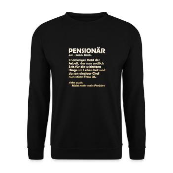 PENSIONÄR EHEMALIGER HELD DER ARBEIT Lustiges - Unisex Pullover - Schwarz - Vorne - Alina (178cm) & Michal (187cm)