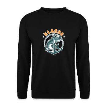 Hecht Angler KLASSE HECHT Lustiges Hecht Angeln - Unisex Pullover - Schwarz - Vorne - Alina (178cm) & Michal (187cm)