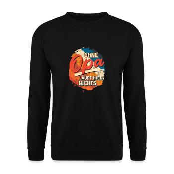 Opi OHNE OPA LÄUFT HIER NICHTS Lustiges Opa - Unisex Pullover - Schwarz - Vorne - Alina (178cm) & Michal (187cm)