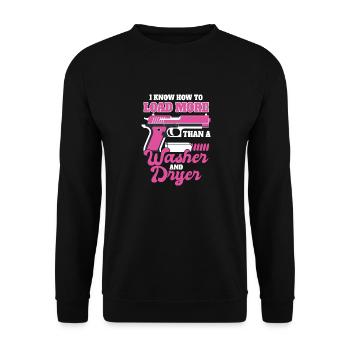 I know how to do more than one washing machine and - Unisex Sweatshirt - black - Front - Alina (178cm) & Michal (187cm)