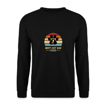 Bester Katzen Papa Ever Retro Pfote - Unisex Pullover - Schwarz - Vorne - Alina (178cm) & Michal (187cm)