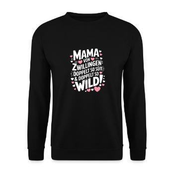 Mama von Zwillingen Zwillingsmama Zwillings Mutter - Unisex Pullover - Schwarz - Vorne - Alina (178cm) & Michal (187cm)