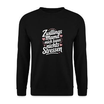 Zwillingsmama Mama von Zwillingen Zwillings Mutter - Unisex Pullover - Schwarz - Vorne - Alina (178cm) & Michal (187cm)