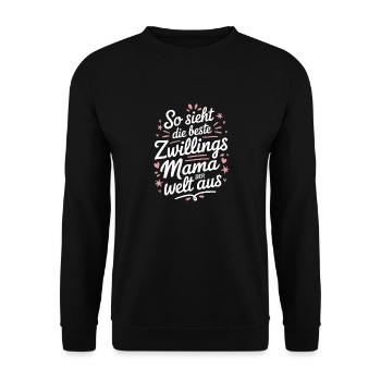 Zwillingsmama Zwillings Mutter Zwillinge Mama - Unisex Pullover - Schwarz - Vorne - Alina (178cm) & Michal (187cm)