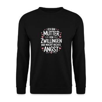Zwillingsmama Zwillings Mutter Mama von Zwillingen - Unisex Pullover - Schwarz - Vorne - Alina (178cm) & Michal (187cm)