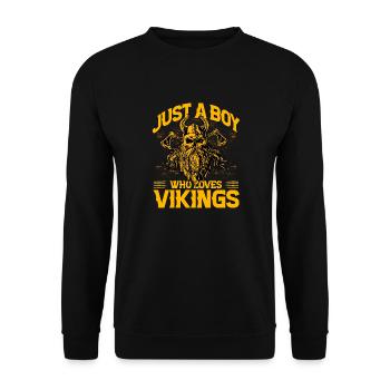 Nur ein Junge, der Wikinger liebt - Unisex Pullover - Schwarz - Vorne - Alina (178cm) & Michal (187cm)