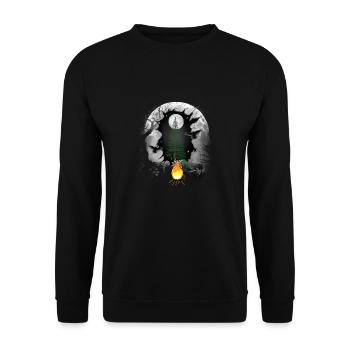 Lagerfeuer Natur Camping Outdoor Abenteuer Wald - Unisex Pullover - Schwarz - Vorne - Alina (178cm) & Michal (187cm)