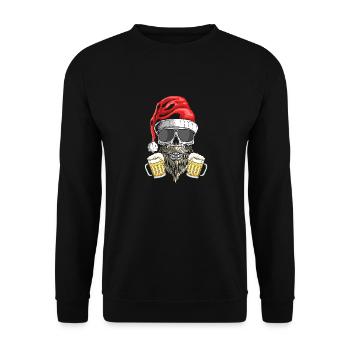 Visage de Noël du Père Noël - Sweat-shirt Unisexe - noir - Devant - Alina (178cm) & Michal (187cm)