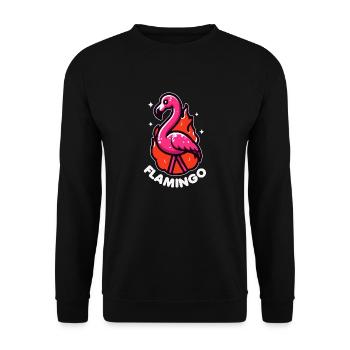 Flamingo Wortspiel Vogel Niedlich - Unisex Pullover - Schwarz - Vorne - Alina (178cm) & Michal (187cm)