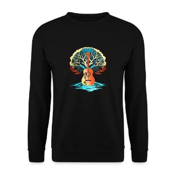 Yggdrasil Natur Musiker Baum Des Lebens - Unisex Pullover - Schwarz - Vorne - Alina (178cm) & Michal (187cm)
