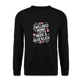 Zwillingsmama Zwillings Mutter, Mama von Zwillinge - Unisex Pullover - Schwarz - Vorne - Alina (178cm) & Michal (187cm)