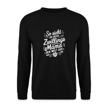 Zwillingsmama Zwillings Mutter Zwillinge Mama - Unisex Pullover - Schwarz - Vorne - Alina (178cm) & Michal (187cm)