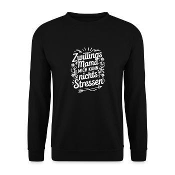 Zwillingsmama Mama von Zwillingen Zwillings Mutter - Unisex Pullover - Schwarz - Vorne - Alina (178cm) & Michal (187cm)