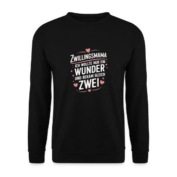 Zwillings Mutter Zwillingsmam - Unisex Pullover - Schwarz - Vorne - Alina (178cm) & Michal (187cm)