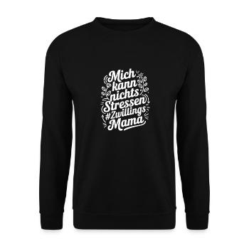 Zwillingsmama Mama von Zwillingen Zwillings Mutter - Unisex Pullover - Schwarz - Vorne - Alina (178cm) & Michal (187cm)