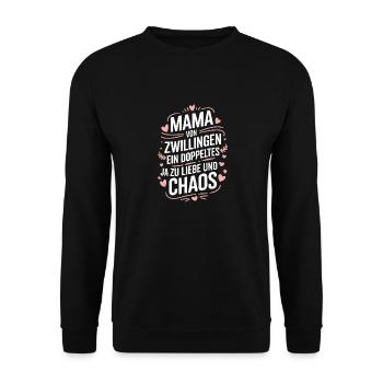 Mama von Zwillingen Zwillingsmama Zwillings Mutter - Unisex Pullover - Schwarz - Vorne - Alina (178cm) & Michal (187cm)