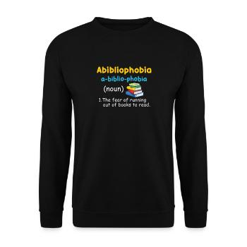 Abibliophobie Bücherwurm Lesebücher - Unisex Pullover - Schwarz - Vorne - Alina (178cm) & Michal (187cm)