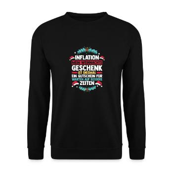 Weihnachtsmann Inflation Weihnachten - Unisex Pullover - Schwarz - Vorne - Alina (178cm) & Michal (187cm)