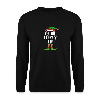 I'm The Feisty Elf Shirt Matching Family Christmas - Unisex Sweatshirt - black - Front - Alina (178cm) & Michal (187cm)