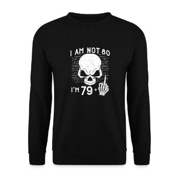 J’ai 79 ans et majeur - 80e anniversaire - Sweat-shirt Unisexe - noir - Devant - Alina (178cm) & Michal (187cm)