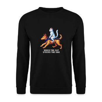 QUAND LE CHAT DIRIGE LE CHIEN - Sweat-shirt Unisexe - noir - Devant - Alina (178cm) & Michal (187cm)