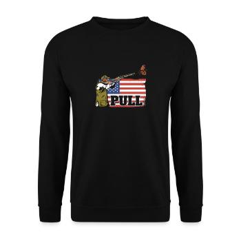 Tir à la traction Sports Drapeau USA Tir au pigeon d’argile - Sweat-shirt Unisexe - noir - Devant - Alina (178cm) & Michal (187cm)
