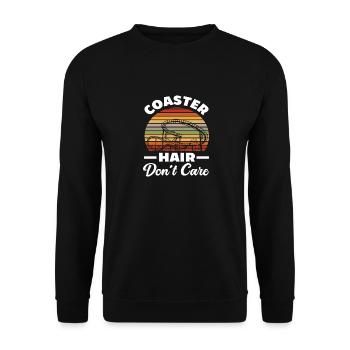 Achterbahn Haare Egal Vintage Look - Unisex Pullover - Schwarz - Vorne - Alina (178cm) & Michal (187cm)