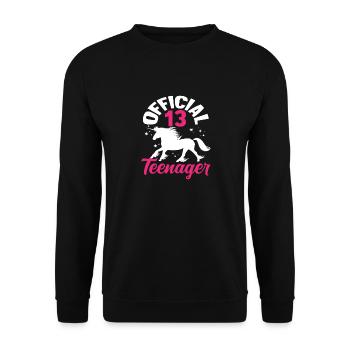 Official 13 Birthday Teenager Unicorn - Unisex Sweatshirt - black - Front - Alina (178cm) & Michal (187cm)
