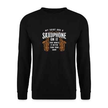 Saxophone Ma chemise a un saxophone - Sweat-shirt Unisexe - noir - Devant - Alina (178cm) & Michal (187cm)