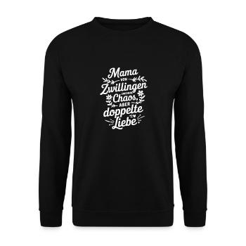 Mama von Zwillingen Zwillings Mutter Zwillingsmama - Unisex Pullover - Schwarz - Vorne - Alina (178cm) & Michal (187cm)
