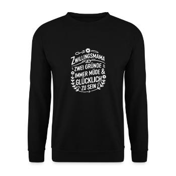 Zwillingsmama Zwillings Mutter, Mama von Zwillinge - Unisex Pullover - Schwarz - Vorne - Alina (178cm) & Michal (187cm)