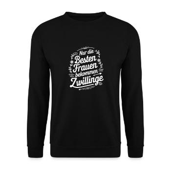Mama von Zwillingen Zwillingsmama Zwillings Mutter - Unisex Pullover - Schwarz - Vorne - Alina (178cm) & Michal (187cm)