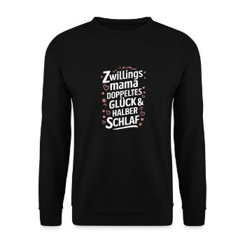Zwillingsmutter Twin Mom Mama von Zwillingen - Unisex Pullover - Schwarz - Vorne - Alina (178cm) & Michal (187cm)