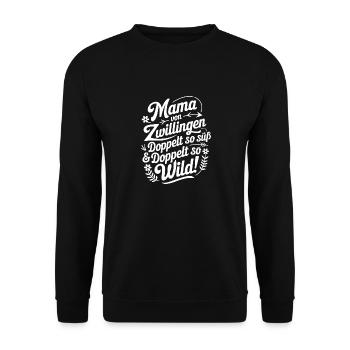 Mama von Zwillingen Zwillingsmama Zwillings Mutter - Unisex Pullover - Schwarz - Vorne - Alina (178cm) & Michal (187cm)