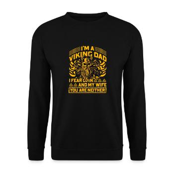 Je suis un papa viking, j’ai peur d’Odin et de ma femme, vous êtes - Sweat-shirt Unisexe - noir - Devant - Alina (178cm) & Michal (187cm)