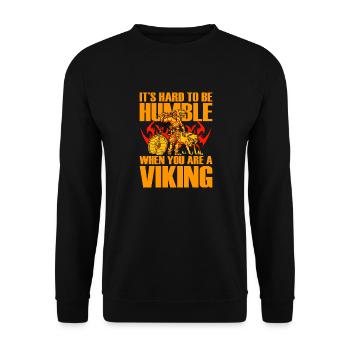 Es ist schwer, bescheiden zu sein, wenn man ein Wikinger ist - Unisex Pullover - Schwarz - Vorne - Alina (178cm) & Michal (187cm)