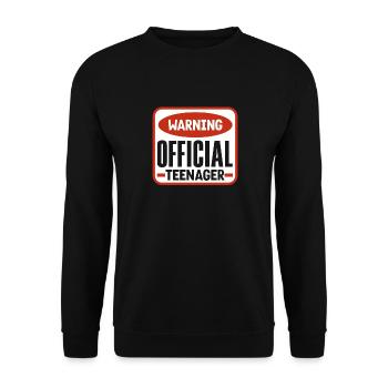 Avertissement Officiel Adolescent 13e anniversaire - Sweat-shirt Unisexe - noir - Devant - Alina (178cm) & Michal (187cm)