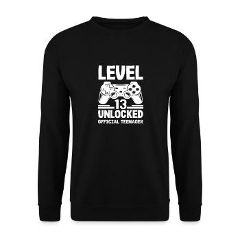 Niveau 13 Débloqué 13e anniversaire Adolescent - Sweat-shirt Unisexe - noir - Devant - Alina (178cm) & Michal (187cm)