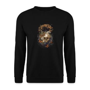 Yggdrasil Blumen Schmetterling Baum des Lebens - Unisex Pullover - Schwarz - Vorne - Alina (178cm) & Michal (187cm)
