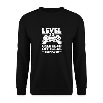 Niveau 13 Débloqué 13e anniversaire Adolescent - Sweat-shirt Unisexe - noir - Devant - Alina (178cm) & Michal (187cm)