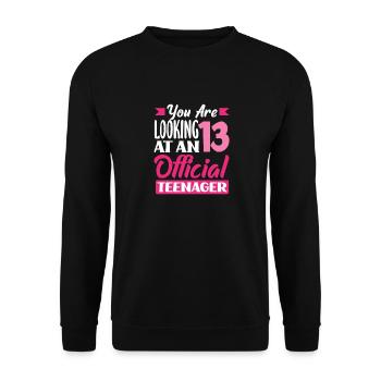You are now 13 Official Teenage Birthday - Unisex Sweatshirt - black - Front - Alina (178cm) & Michal (187cm)
