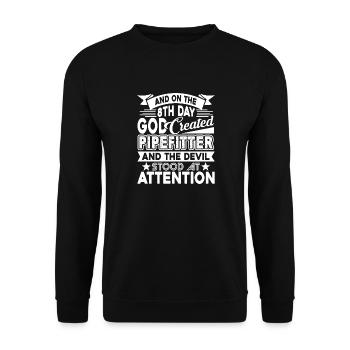 Pipefitter God Created Pipefitter - Unisex Sweatshirt - black - Front - Alina (178cm) & Michal (187cm)
