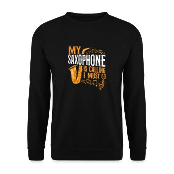 Saxophone My Saxophone Is Calling - Unisex Pullover - Schwarz - Vorne - Alina (178cm) & Michal (187cm)